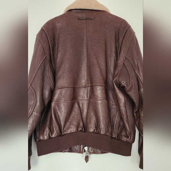 Andrew Marc Bomber Flight  Leather Jacket Shearling Removable Collar - Picture 7 of 11